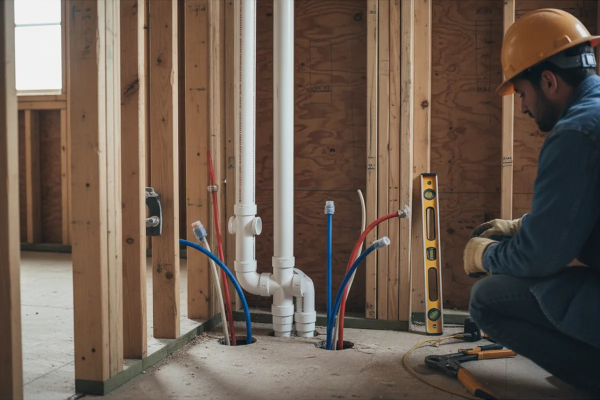 Drain and supply rough-in during Leak Detection in Hardy
