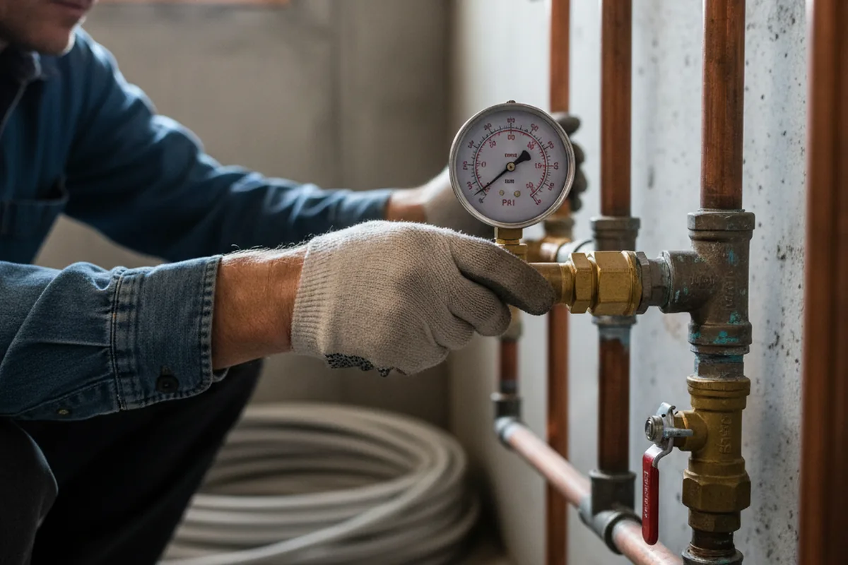 Pressure testing a repaired line during Water Line Repair in Hardy